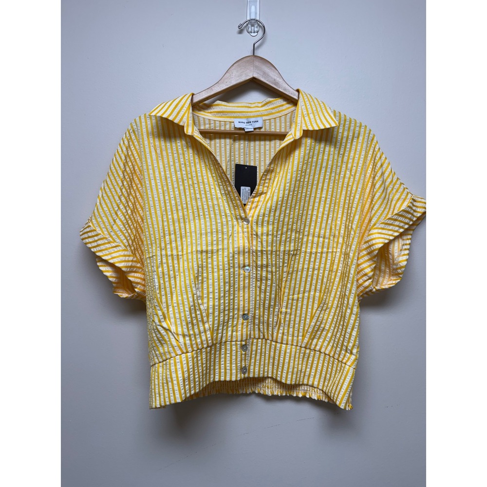 Marc New York Cotton Top Yellow White New Sz L New
